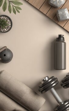 Fitness Essentials for Home Workout with Dumbbells, Mat, Water Bottle and Accessories