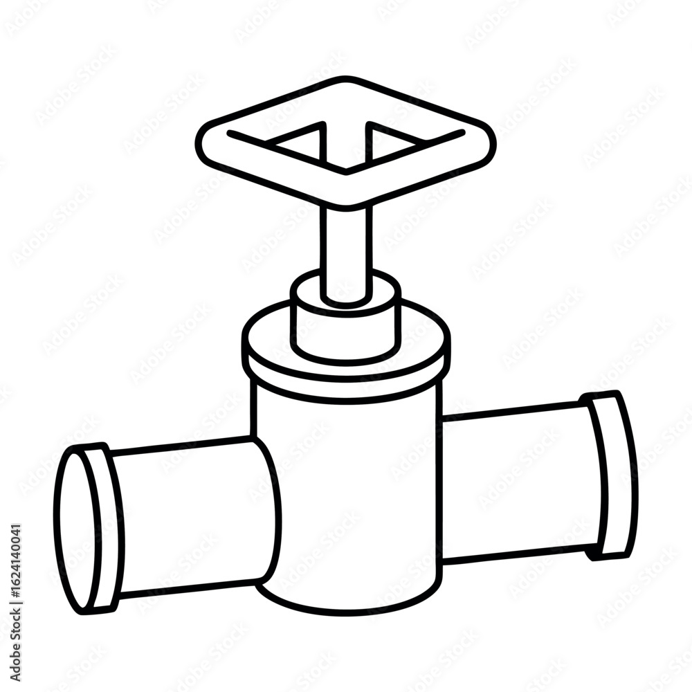 Poster industrial valve with a distinctive cross shaped handle suitable for mechanical or engineering desig