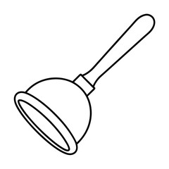 Simple line art icon of a rubber plunger for cleaning and plumbing tasks
