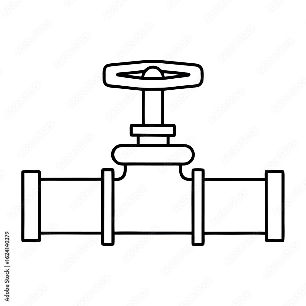 Poster inline pipe stopcock valve with a rotating handle industrial plumbing control element