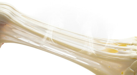 Macro Shot of Warm Mozzarella Cheese Being Pulled Apart