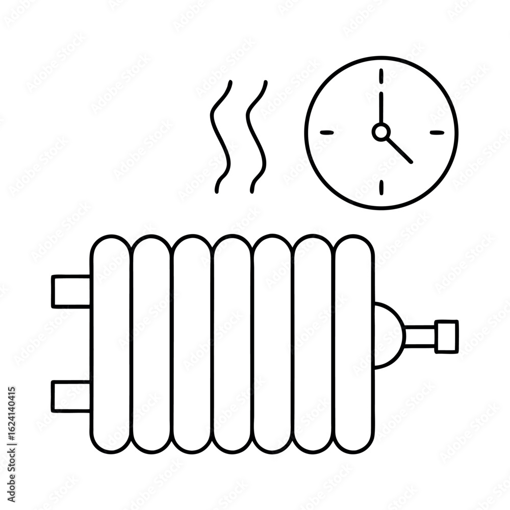 Aufkleber modern icon of a timer controlled heater with a clock symbol