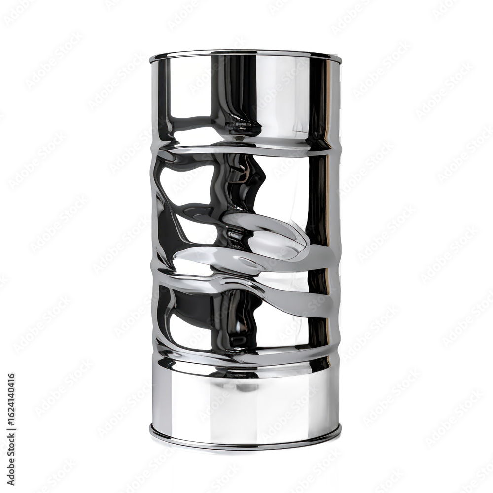 Aufkleber highly reflective chrome cylinder with abstract design on transparent background isolated transparen