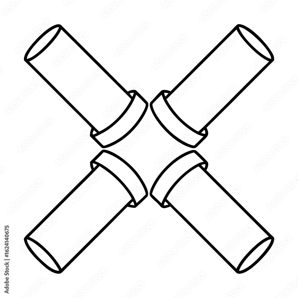 Aufkleber abstract illustration of two water pipes connecting with a central coupling element showcasing fluid