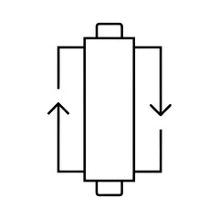 Clean water filter cylinder icon with water inflow and outflow elements