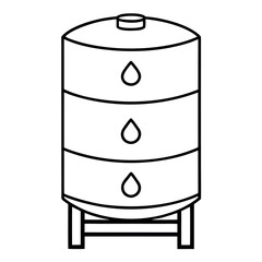 Vertical water tank with inlet pipe and outlet valve industrial water storage illustration