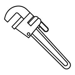 Simple outline illustration of a pipe wrench tool for mechanical or repair related designs