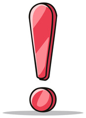 Bold red exclamation mark with a round dot and a thick outline emphasizing importance