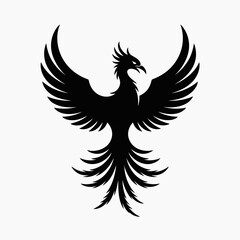 Obraz premium Majestic Black Phoenix Symbolizing Rebirth And Eternal Life In Mythical Folklore