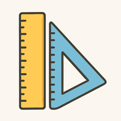 Illustration of a yellow ruler and a blue triangle, representing tools for measurement, geometry, and education, perfect for schoolthemed designs and educational materials