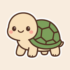 Illustration of cute cartoon turtle isolated on white background, a sweet and cheerful reptile with a happy face, perfect for childrens illustrations and playful designs, a charming animal
