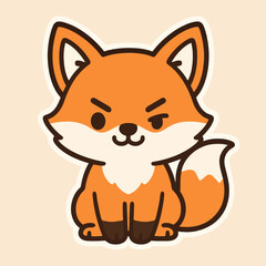 Illustration of a charming cartoon fox with an endearing expression, sitting attentively with its tail curled, perfect for adding a touch of playful charm to any creative project
