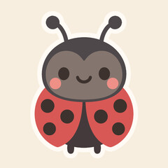 Illustration of a delightful cartoon ladybug illustration, radiating cuteness and charm with its sweet smile, perfect for adding a touch of nature and happiness to any project © Syed  39