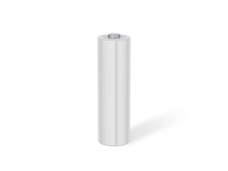Perfectly cut-out image of white AA battery with drop shadow - isolated background and shadow - Exclusive Mockups for Branding and Packaging Design