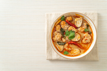 spicy boiled pork soup with mushroom - Tom Yum