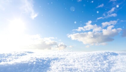 Snowy field under bright sun