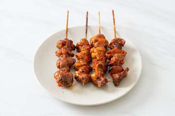 grilled chicken gizzard skewer yakitori serve in izakaya style