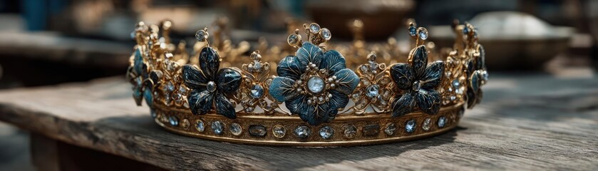 Glorious crown for antique fantasy concept. A beautifully crafted crown adorned with intricate details.