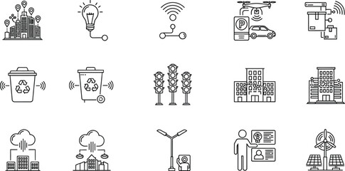 Fototapeta premium Smart city technology concept with iot, urban innovation, future infrastructure, network data, connection management, energy environment solution, and wireless communication