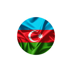 Azerbaijan Flag in Circular Design with Fabric Fold Texture