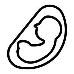 Fetus In Womb Line Icon