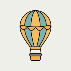 Fototapeta premium Striped hot air balloon icon in a flat design style. A vector graphic symbolizing travel, adventure, and freedom.