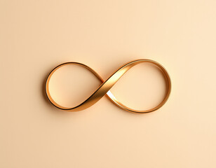Golden infinity symbol on a soft peach background metallic