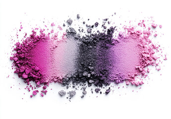 Vibrant crushed eyeshadow palette in shades of pink purple and black on a clean white background