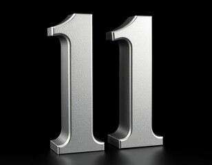 Silver Number Eleven 3 D Render numeral