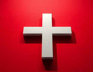 White Cross Against Red Background christianity religion