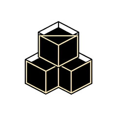 gold lined boxes on ivory canvas