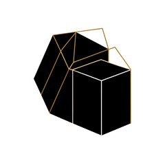 gold lined boxes on ivory canvas