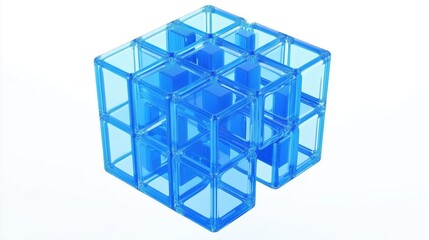 Blue Glass Cube Puzzle