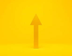Yellow Arrow Pointing Upward Against Yellow Background
