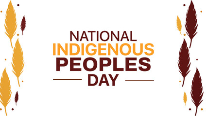 National Indigenous Peoples Day Celebration Banner with Tribal Feather Design on White Background