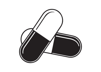 Capsule Pill Silhouette Vector for Pharmaceutical, Medication, and Modern Healthcare Icon Design.