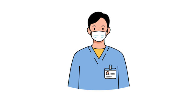 Illustrative depiction of a healthcare worker demonstrating protective measures against communicable diseases with clarity and simplicity