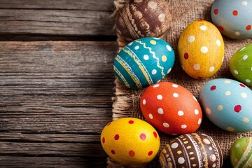 Easter eggs on wooden background