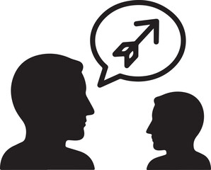 Two people silhouettes talking with arrow speech bubble icon conversation
