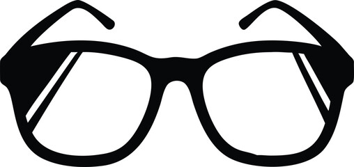 Black silhouette of classic eyeglasses with thick rims on a white background spectacles eyewear