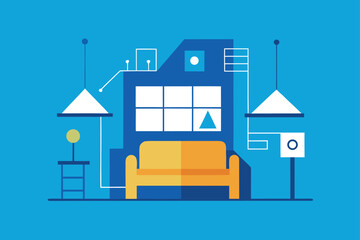 Fototapeta premium interior design concept turning into blueprint (1).eps