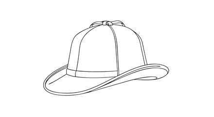 Fototapeta premium Monochrome illustration emphasizing a deerslayer hat with subtle shading and contours presented with simplicity and precision for versatility
