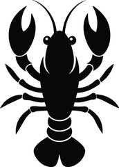 Lobster Top View Silhouette – Black Vector Seafood Icon on White Background