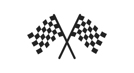 Symmetrical checkered flags symbolizing racing triumph and achievement of final goal on track race or motorsport finish line isolated illustration