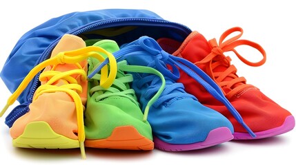 Colorful Athletic Shoes in a Bright Bag Perfect for Fitness and Outdoor Activities