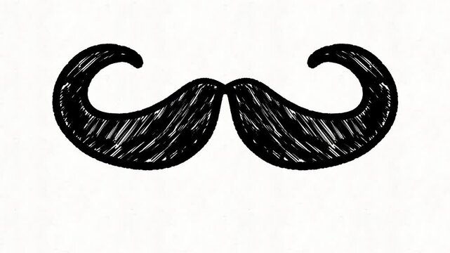 Hand drawn moustache on white background 