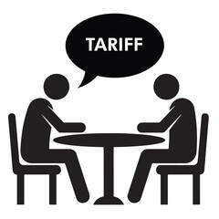Tariff Vector Silhouette of Two People Talking at Table