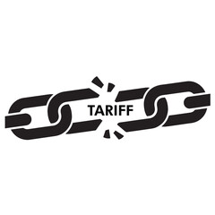 Tariff Vector Outline Silhouette of Broken Chain with Text PNG