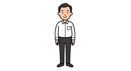 Cartoon illustration of a man in formal attire presenting a polished and professional image designed for various creative applications
