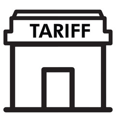 Tariff Vector Outline Silhouette of Customs Building